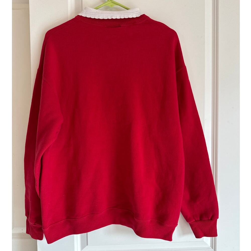 Vintage Oarsman Red Christmas Sweatshirt L Embroidered Holiday Sweater - Picture 4 of 8